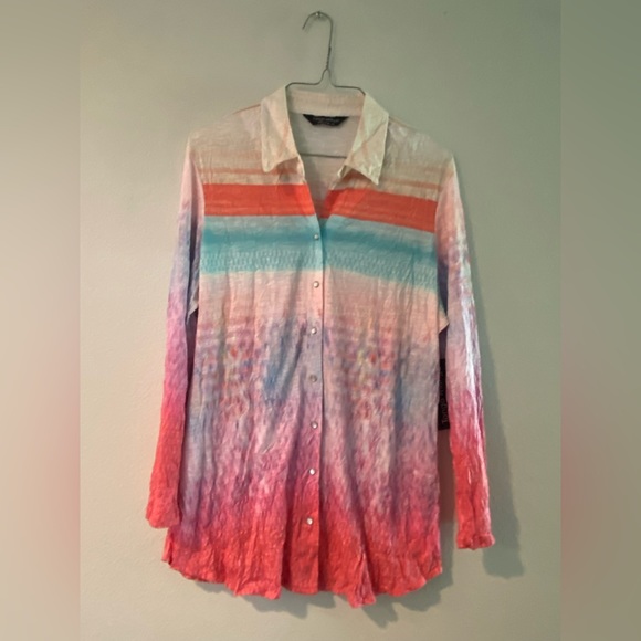 Tango Mango Womens Multicolor Button Up Blouse - Picture 3 of 6